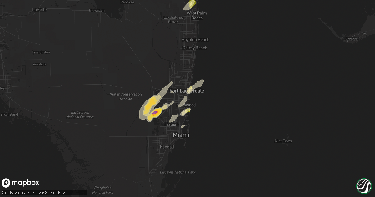 Hail map in Dania, FL on April 17, 2023