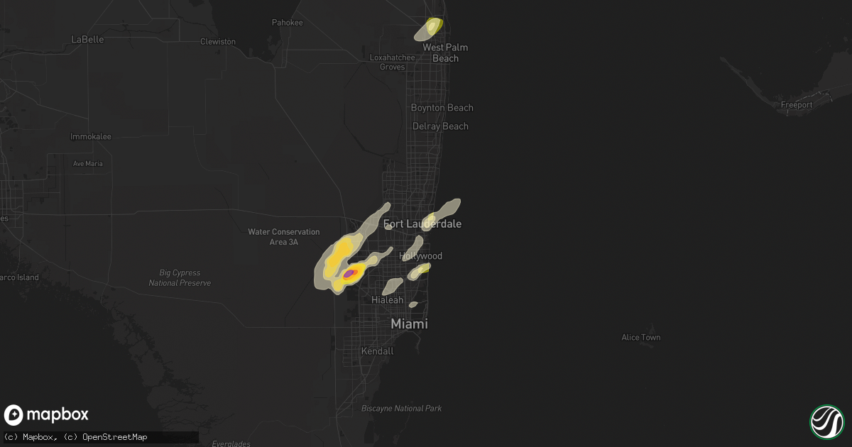 Hail map in Fort Lauderdale, FL on April 17, 2023
