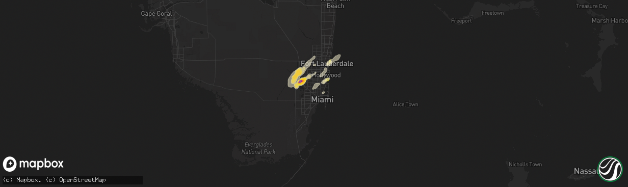 Hail map in Hialeah, FL on April 17, 2023