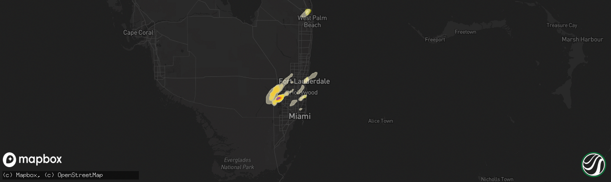 Hail map in Hollywood, FL on April 17, 2023