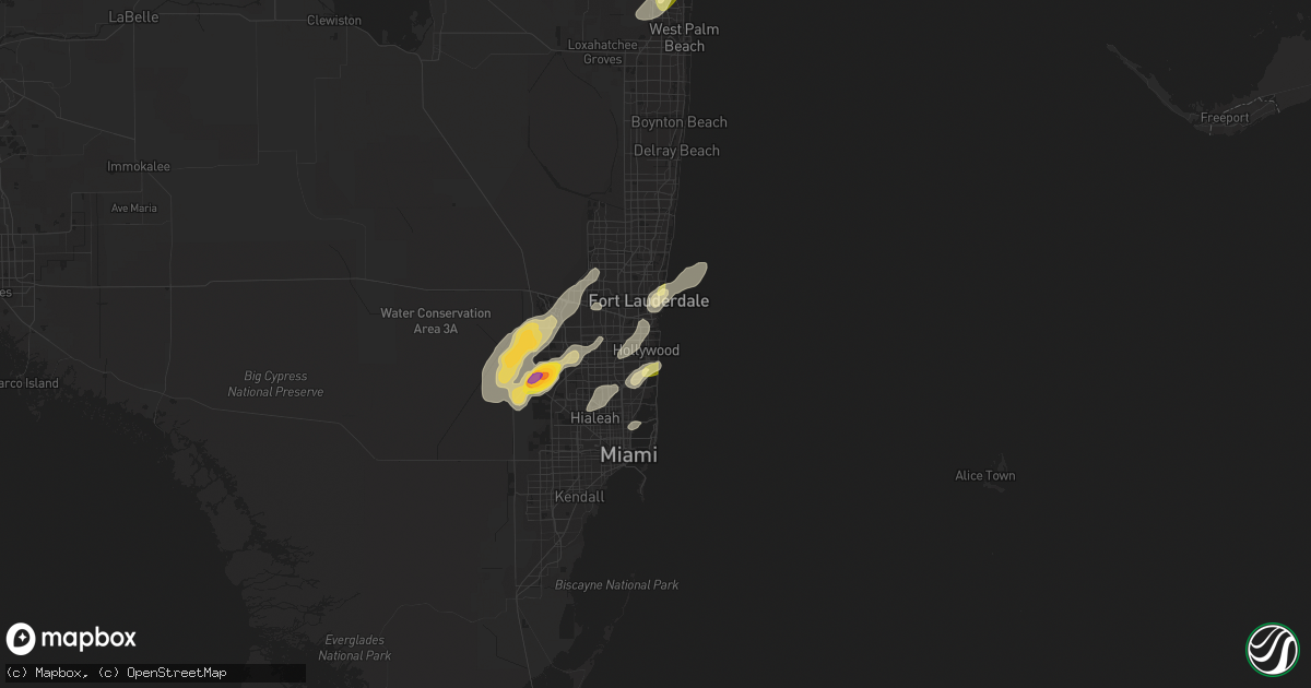 Hail map in Hollywood, FL on April 17, 2023