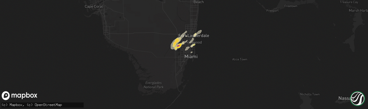Hail map in Miami, FL on April 17, 2023