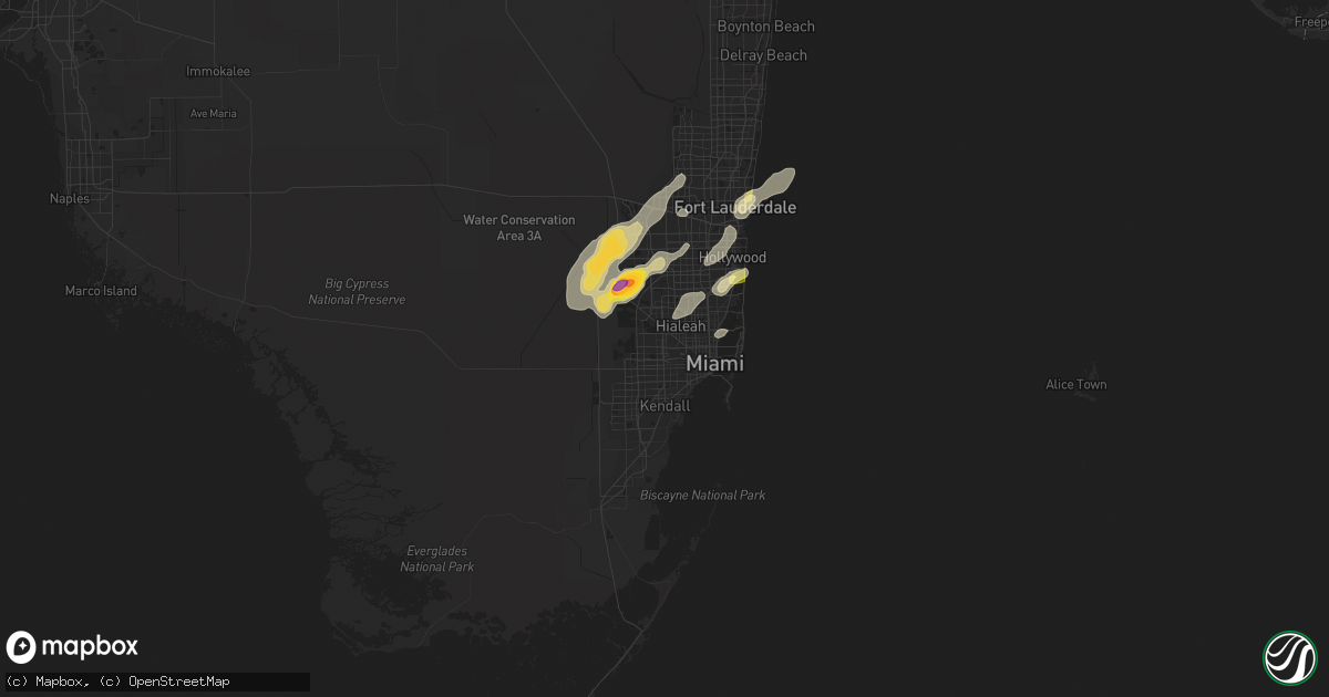 Hail map in Miami, FL on April 17, 2023