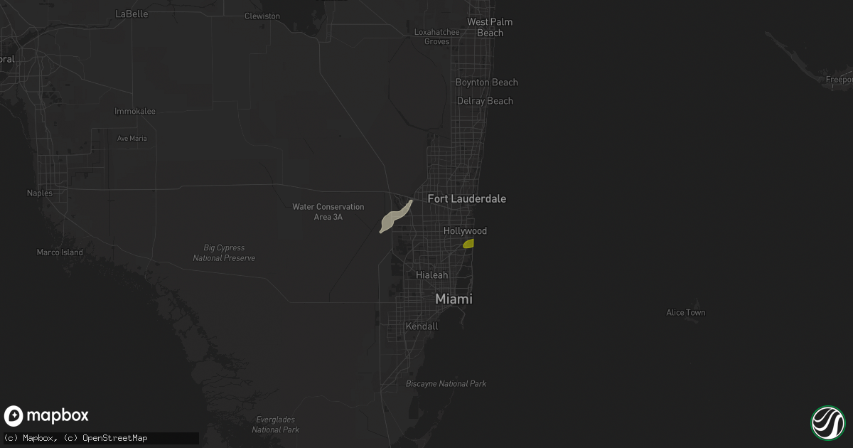 Hail map in North Miami Beach, FL on April 17, 2023