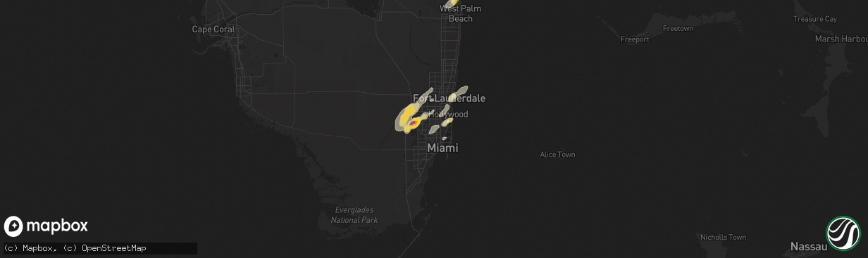 Hail map in Opa Locka, FL on April 17, 2023