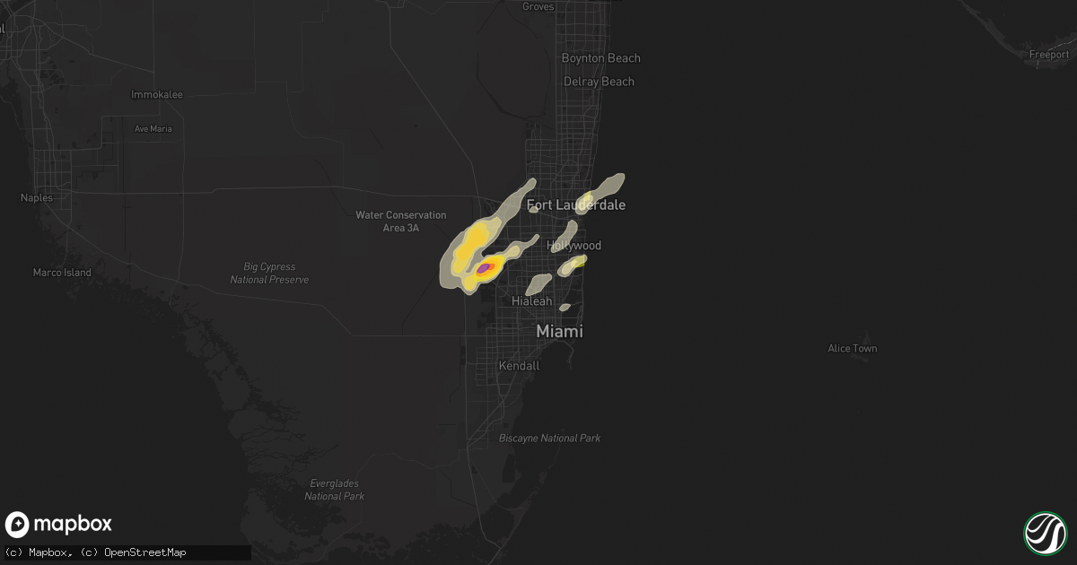 Hail map in Opa Locka, FL on April 17, 2023