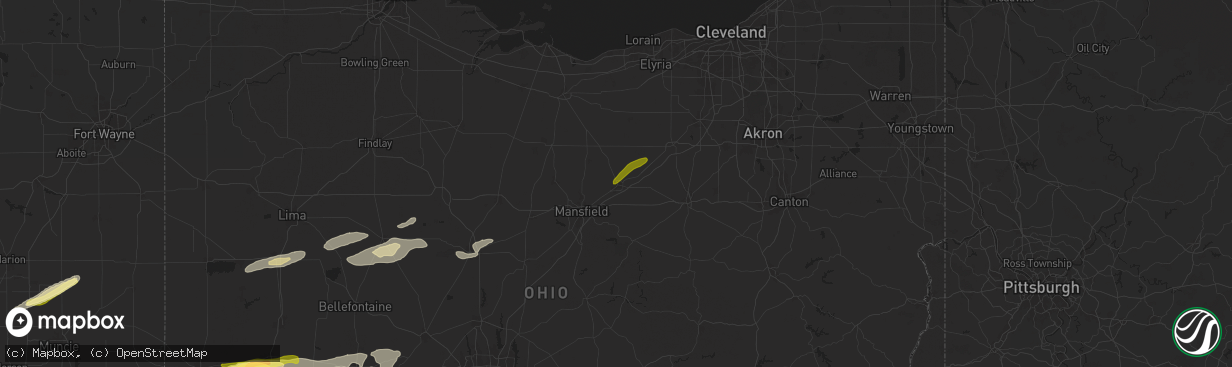 Hail map in Ashland, OH on April 17, 2024