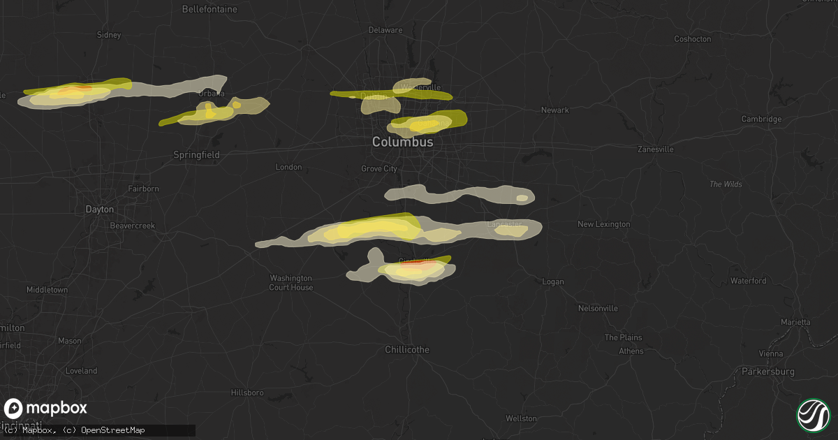 Hail map in Ashville, OH on April 17, 2024