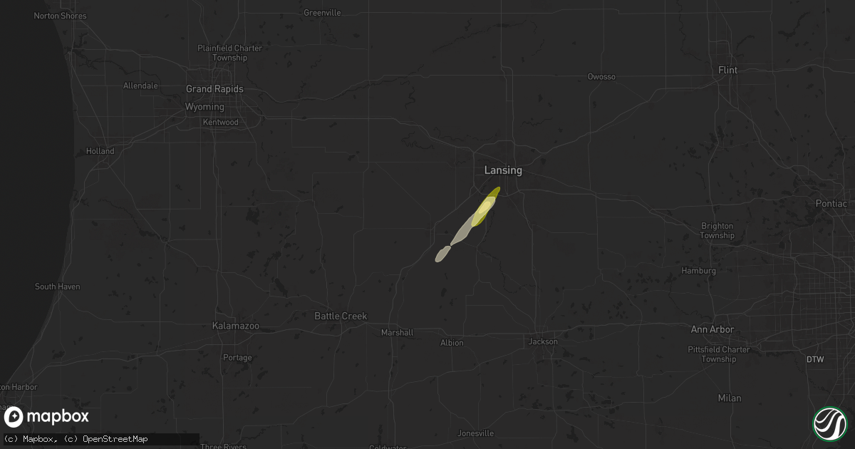 Hail map in Charlotte, MI on April 17, 2024