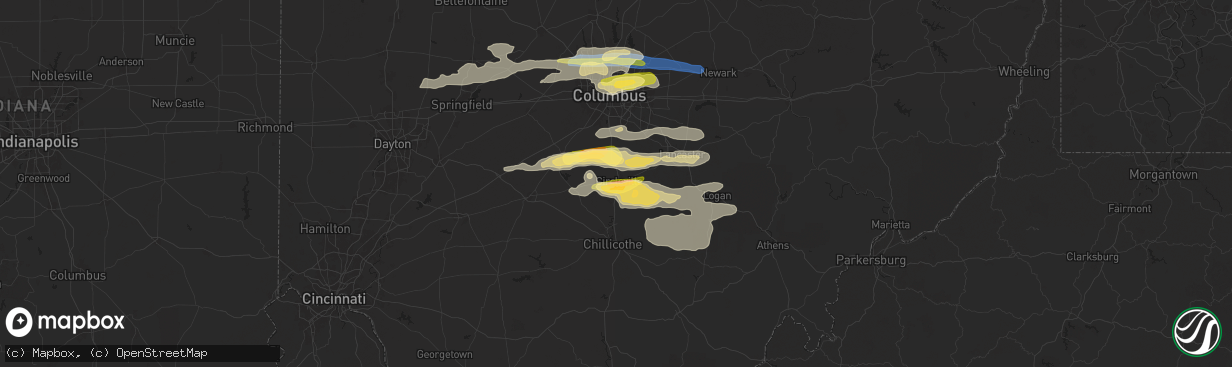 Hail map in Circleville, OH on April 17, 2024