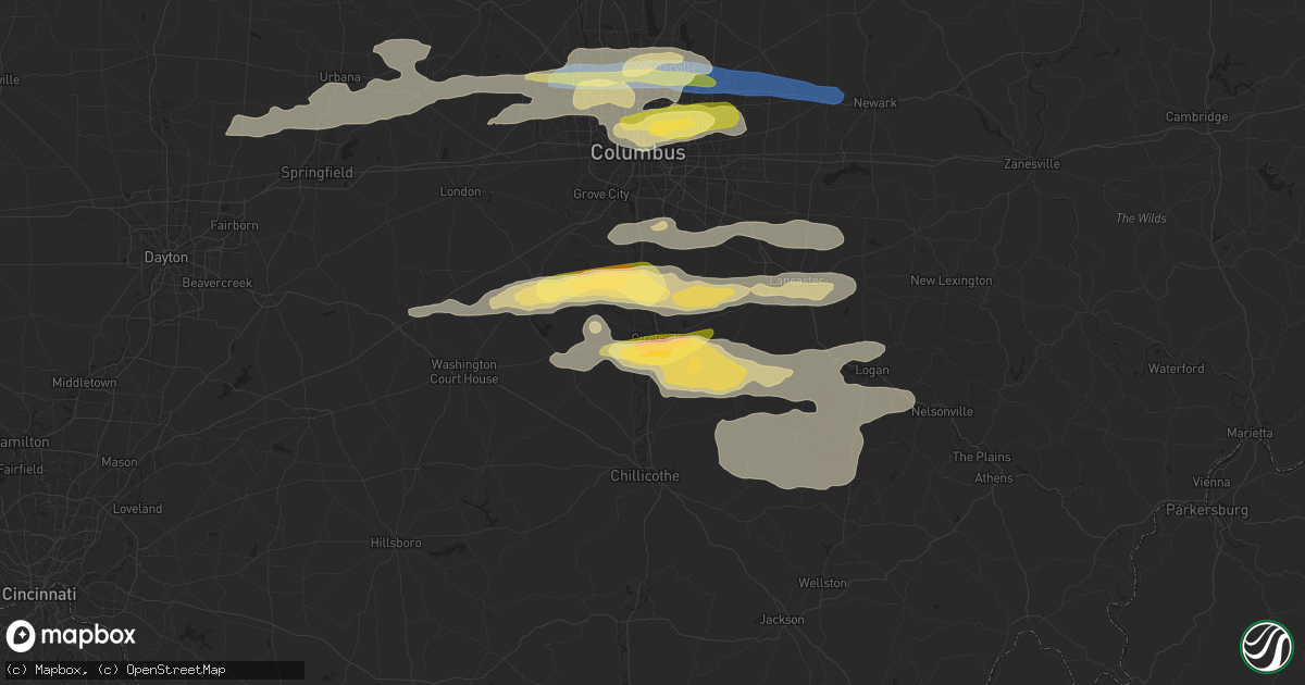 Hail map in Circleville, OH on April 17, 2024