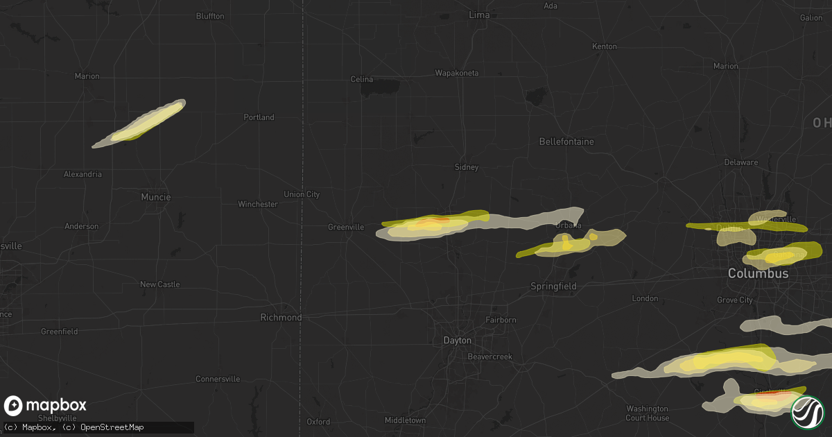 Hail map in Covington, OH on April 17, 2024