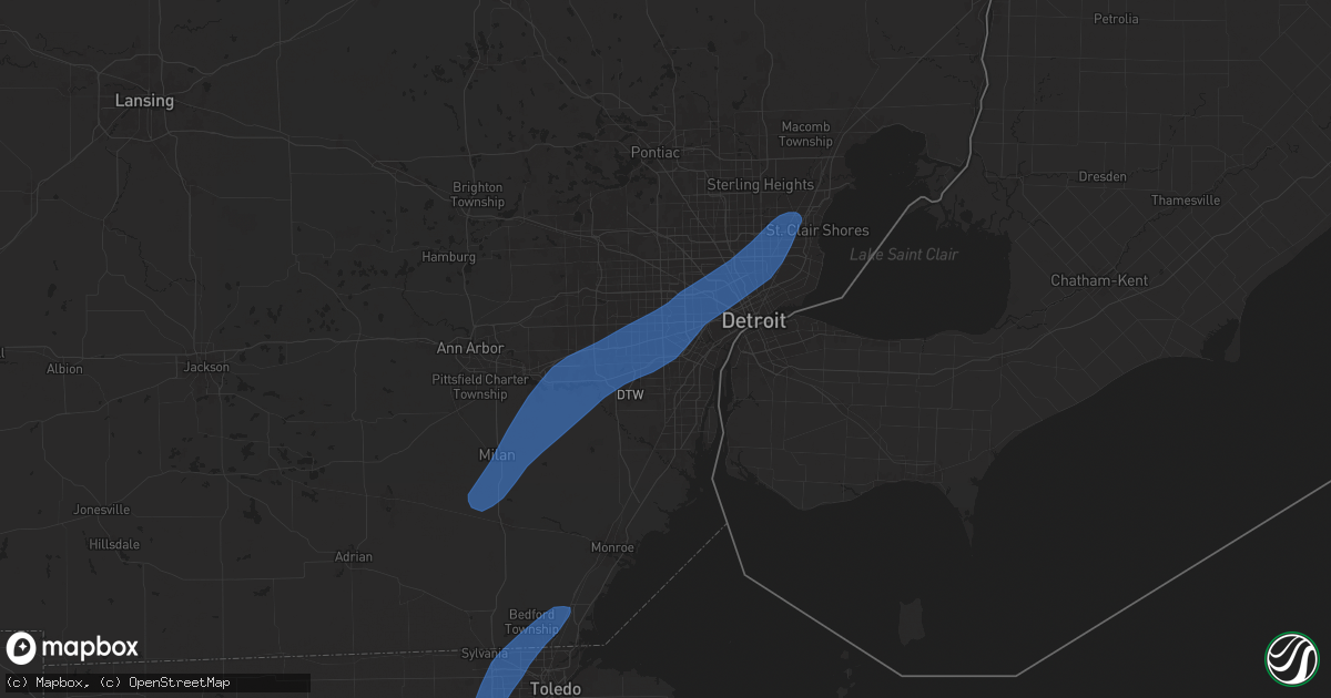 Hail map in Dearborn Heights, MI on April 17, 2024