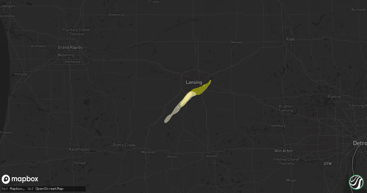 Hail map in Dimondale, MI on April 17, 2024