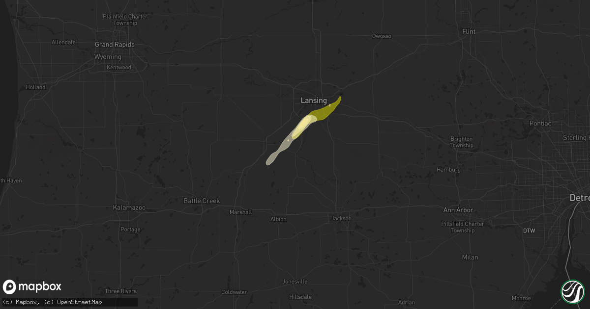 Hail map in Eaton Rapids, MI on April 17, 2024