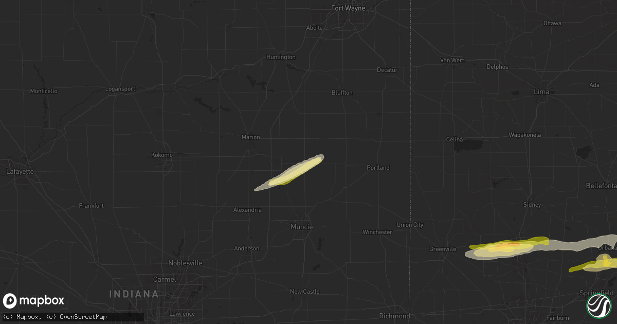Hail map in Hartford City, IN on April 17, 2024