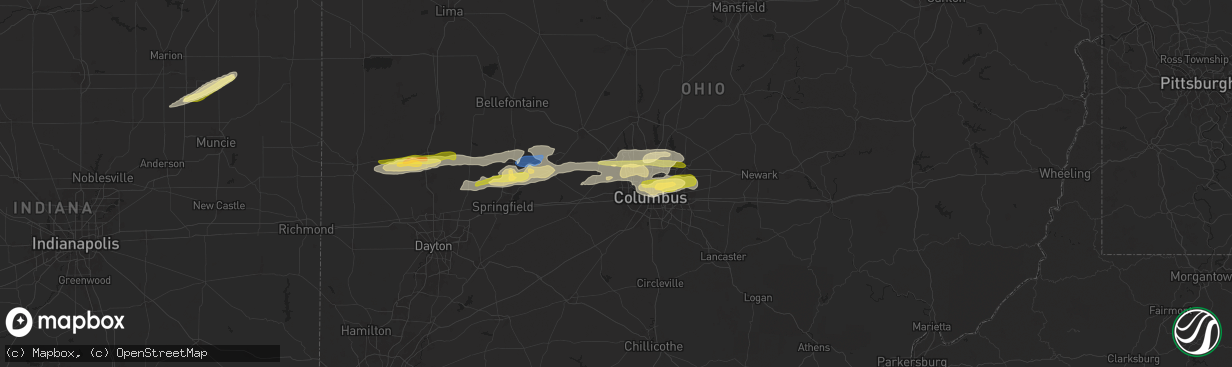 Hail map in Hilliard, OH on April 17, 2024