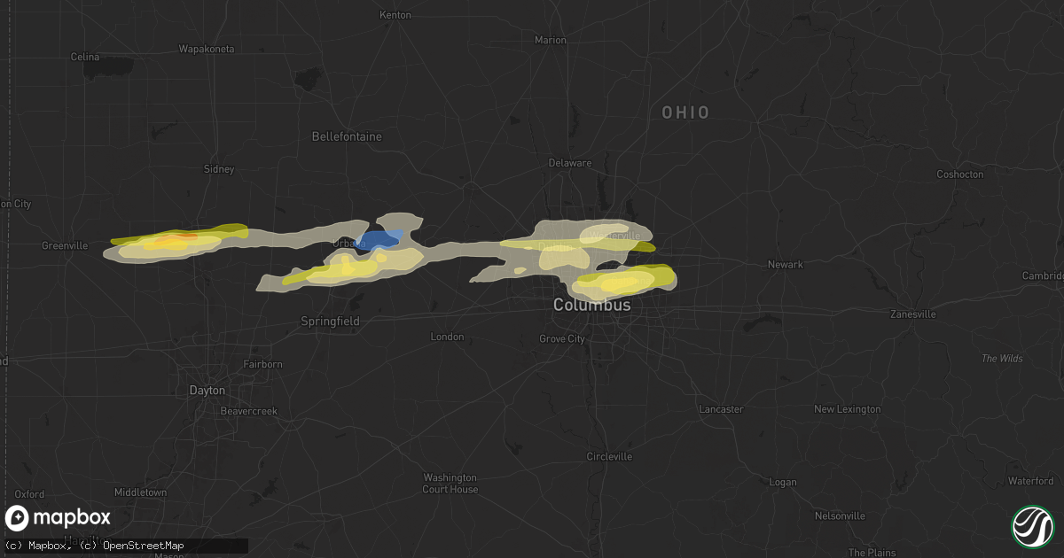Hail map in Hilliard, OH on April 17, 2024