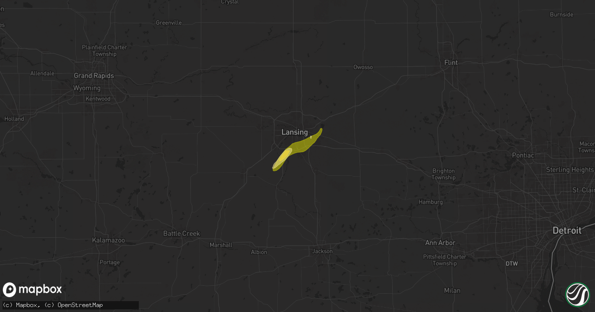 Hail map in Holt, MI on April 17, 2024