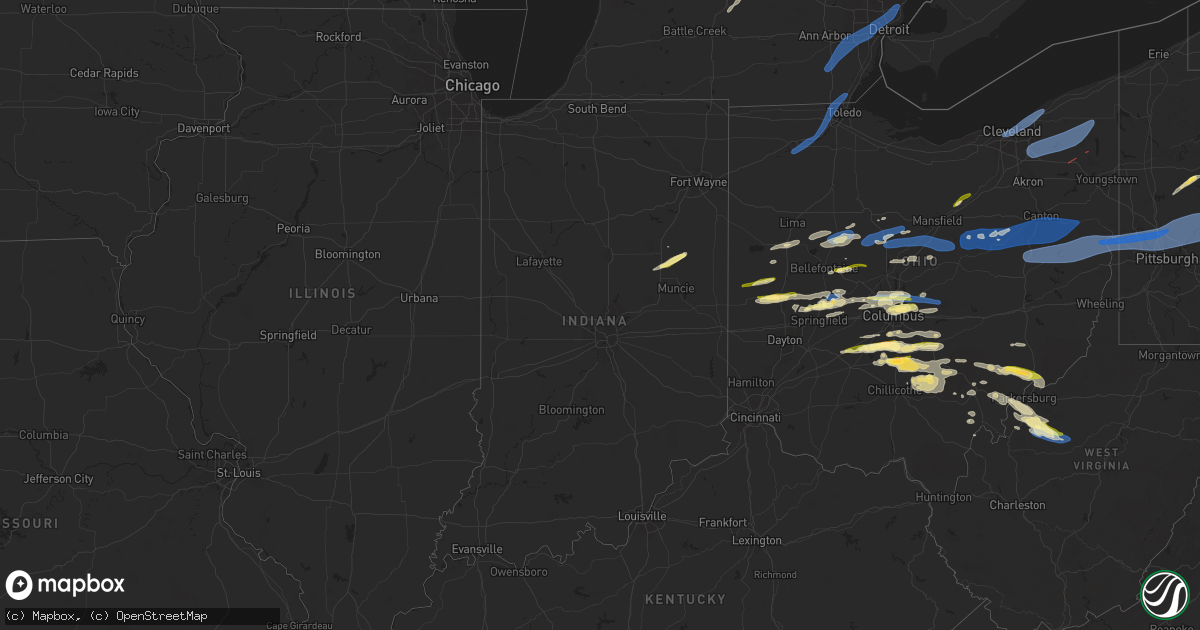 Hail map in Indiana on April 17, 2024