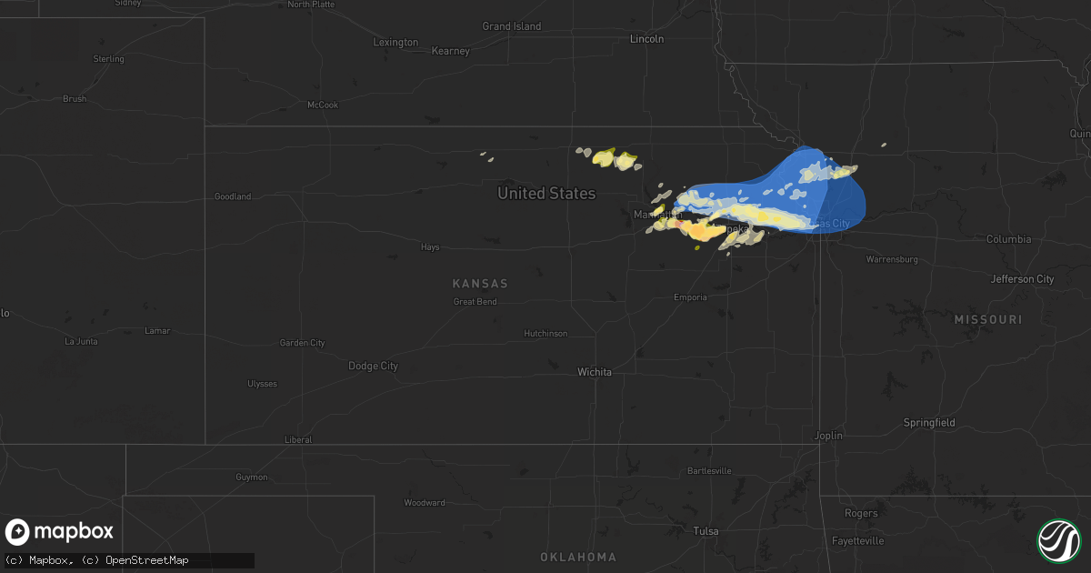 Hail map in Kansas on April 17, 2024
