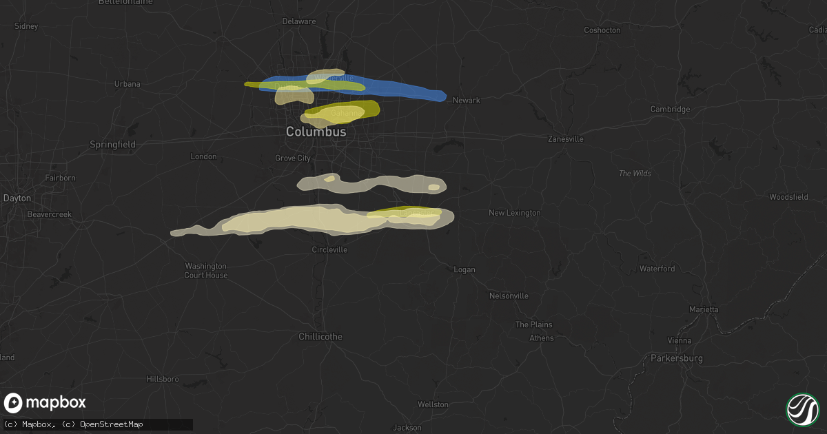 Hail map in Lancaster, OH on April 17, 2024