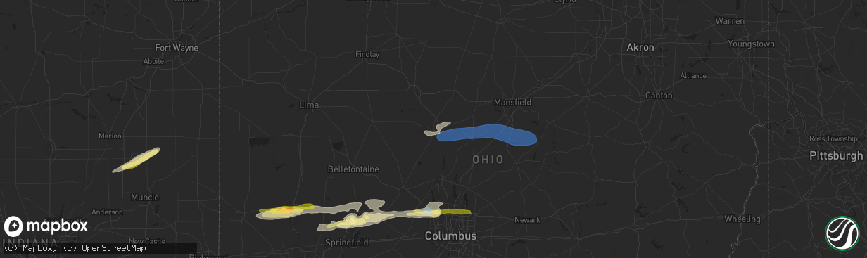 Hail map in Marion, OH on April 17, 2024