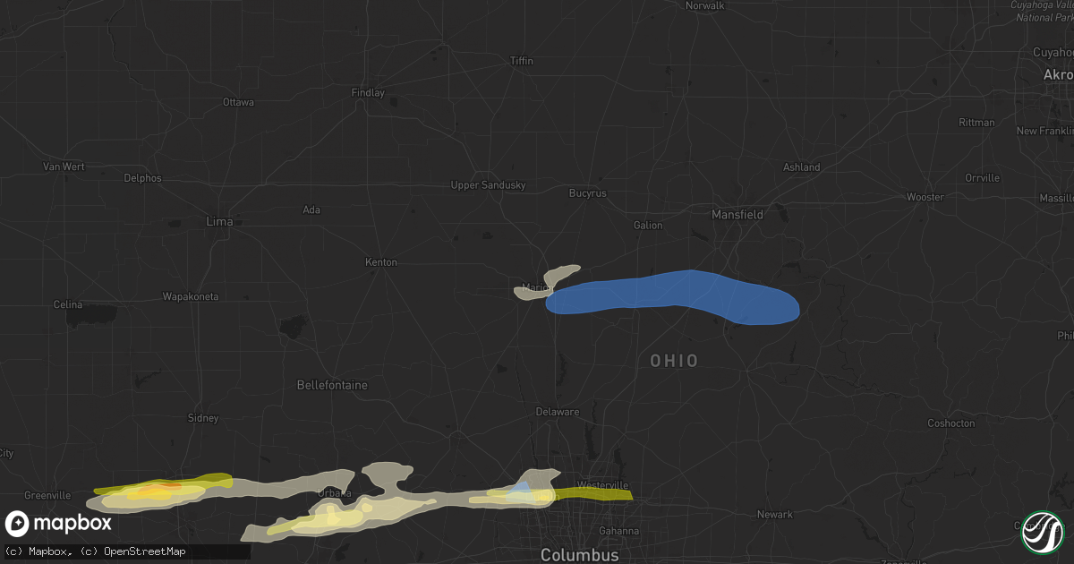 Hail map in Marion, OH on April 17, 2024