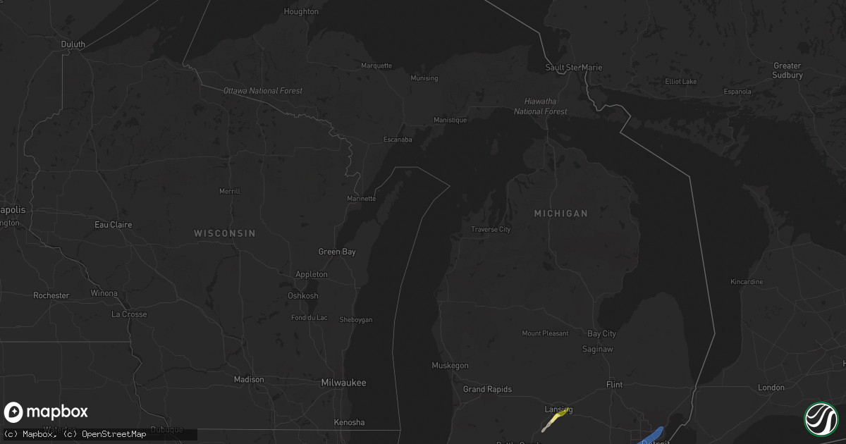 Hail map in Michigan on April 17, 2024
