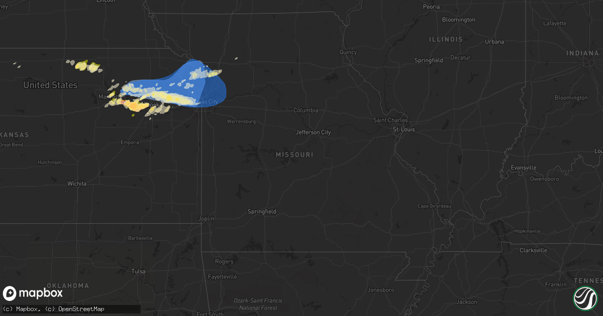 Hail map in Missouri on April 17, 2024