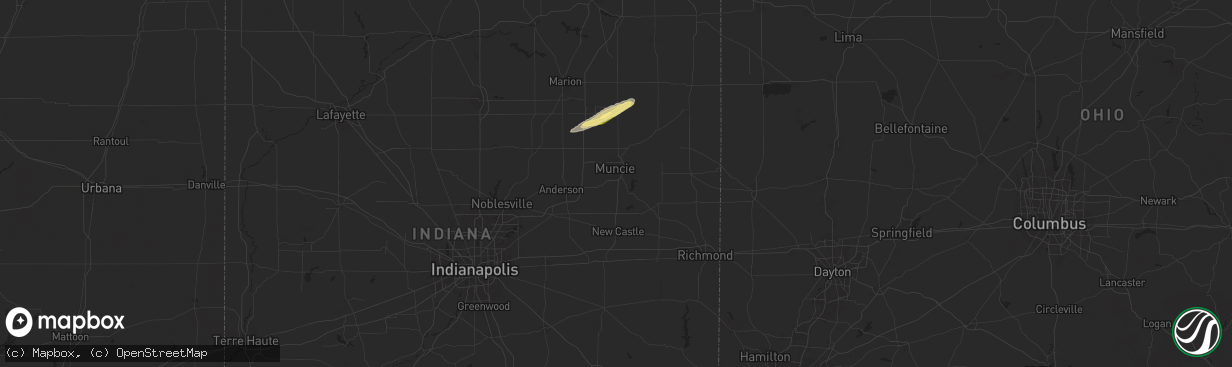 Hail map in Muncie, IN on April 17, 2024