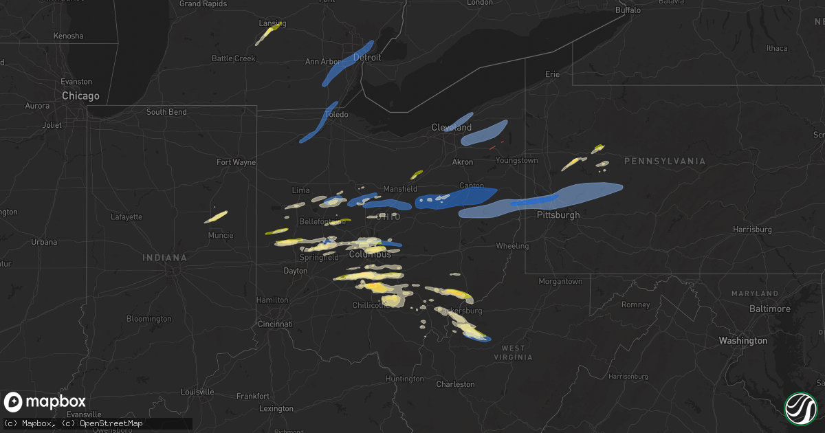 Hail map in Ohio on April 17, 2024