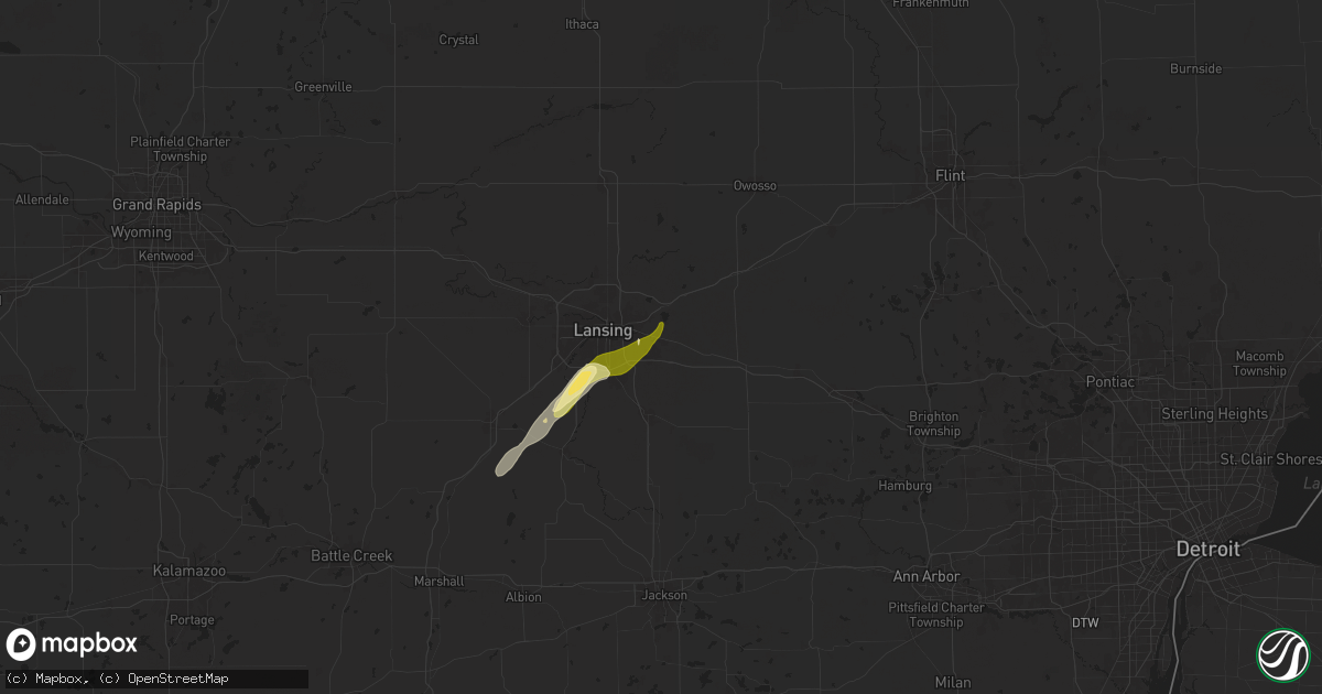 Hail map in Okemos, MI on April 17, 2024