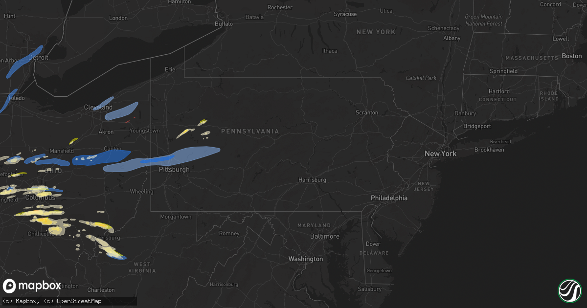 Hail map in Pennsylvania on April 17, 2024