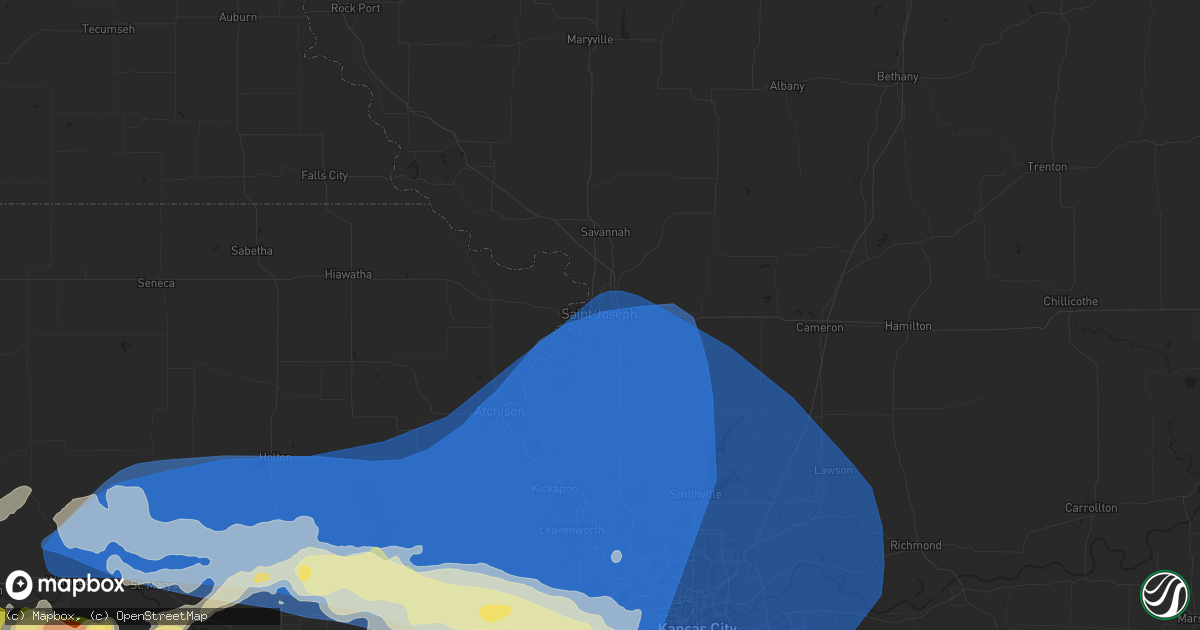 Hail map in Saint Joseph, MO on April 17, 2024