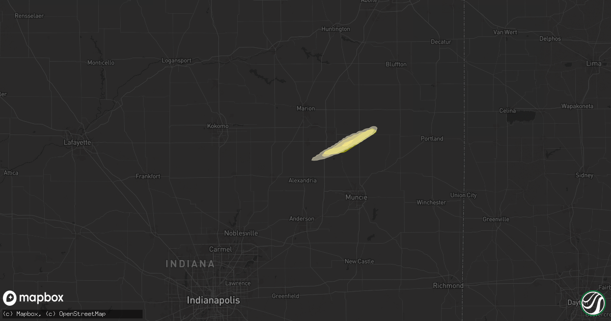 Hail map in Summitville, IN on April 17, 2024