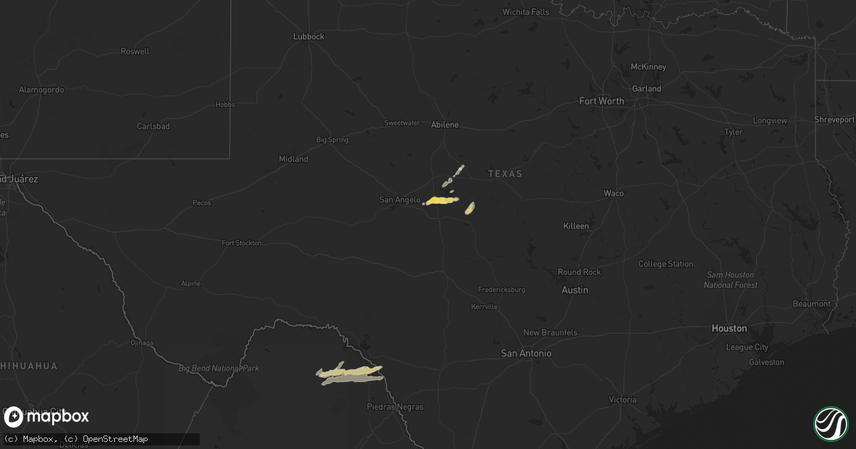 Hail map in Texas on April 17, 2024
