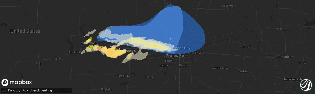 Hail map in Tonganoxie, KS on April 17, 2024