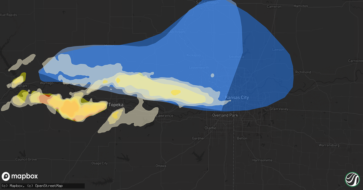 Hail map in Tonganoxie, KS on April 17, 2024