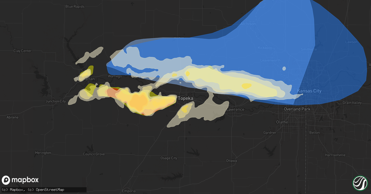Hail map in Topeka, KS on April 17, 2024