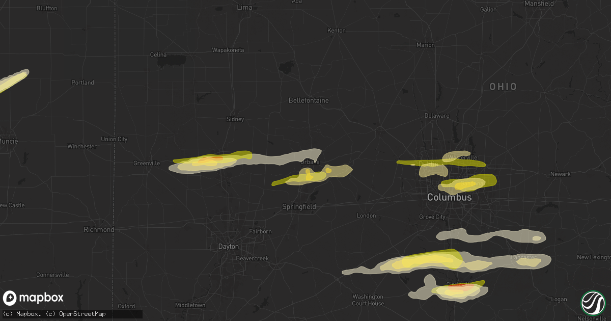 Hail map in Urbana, OH on April 17, 2024