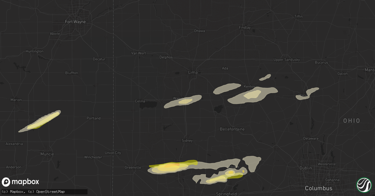Hail map in Wapakoneta, OH on April 17, 2024