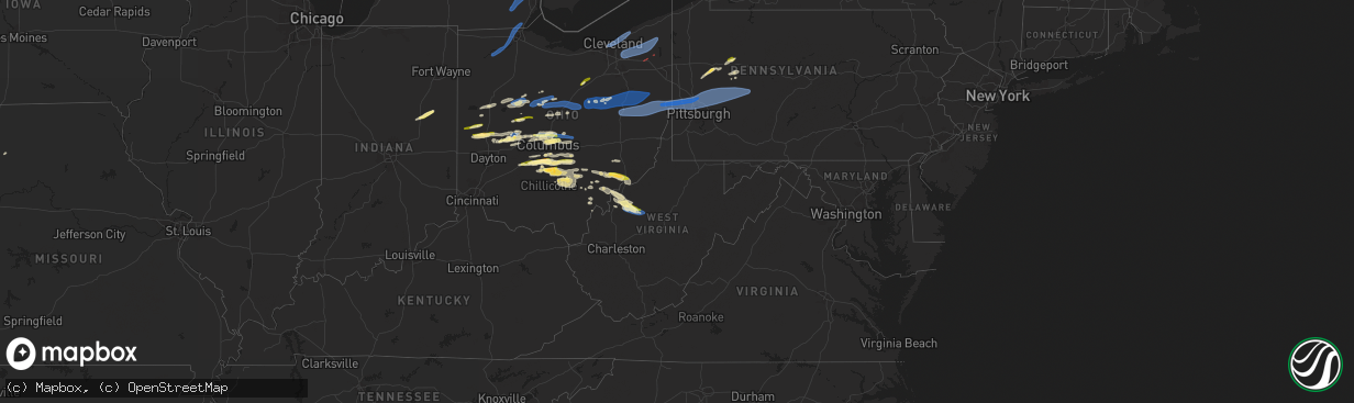 Hail map in West Virginia on April 17, 2024