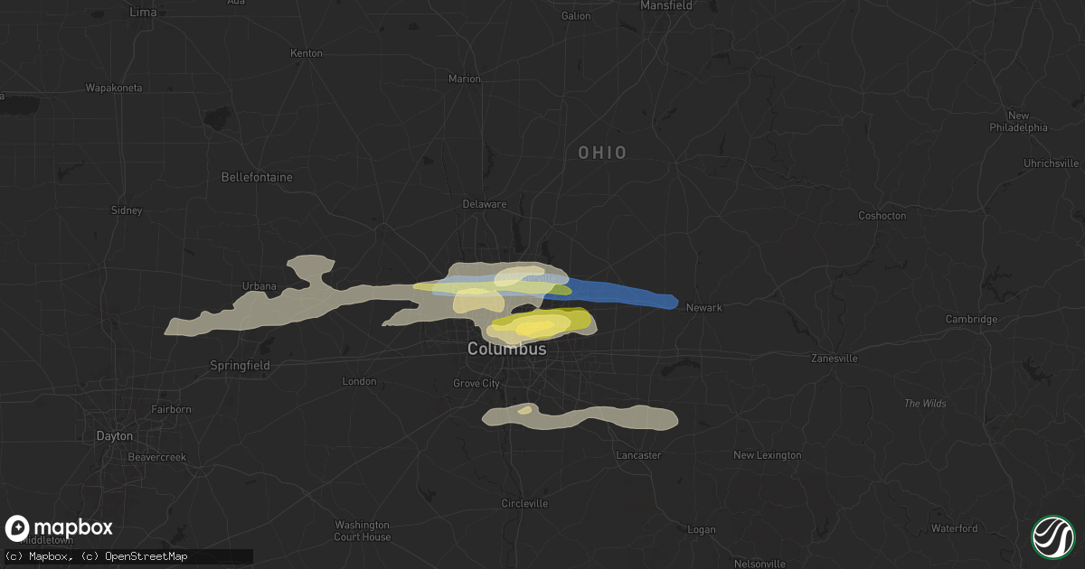 Hail map in Westerville, OH on April 17, 2024