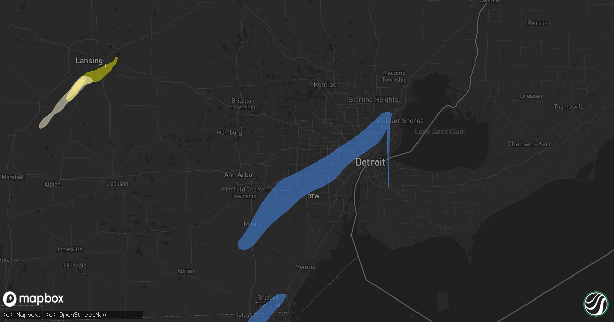 Hail map in Westland, MI on April 17, 2024