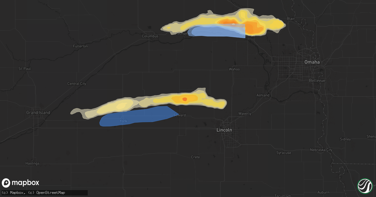 Hail map in Bee, NE on April 17, 2025