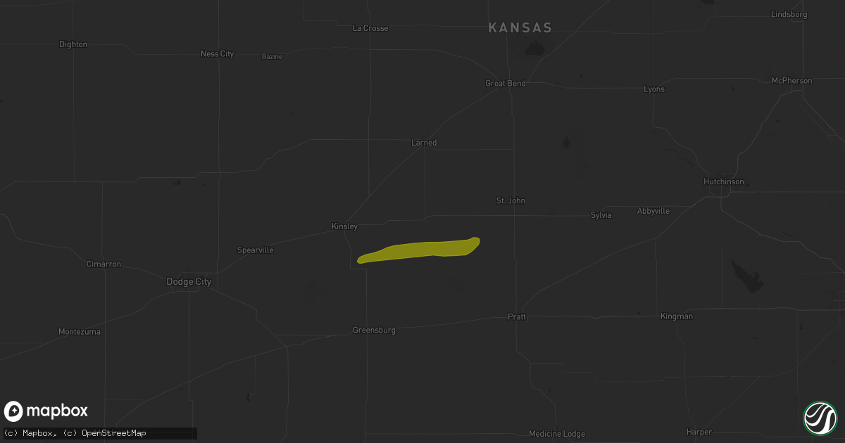 Hail map in Belpre, KS on April 17, 2025