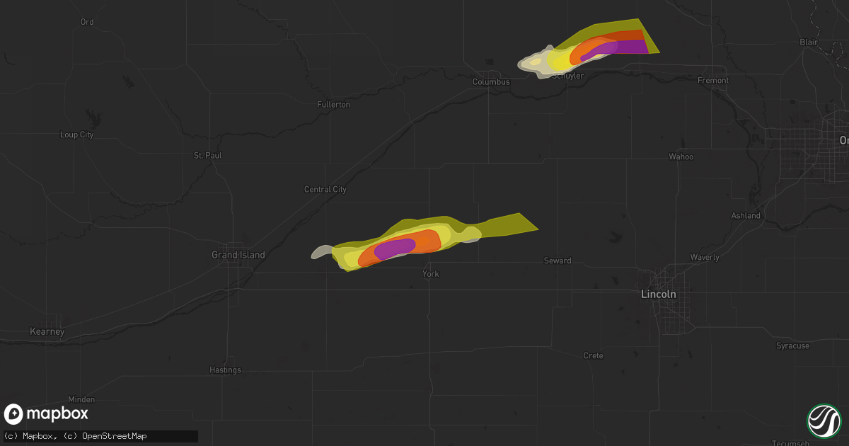 Hail map in Benedict, NE on April 17, 2025