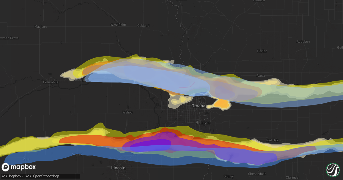 Hail map in Bennington, NE on April 17, 2025