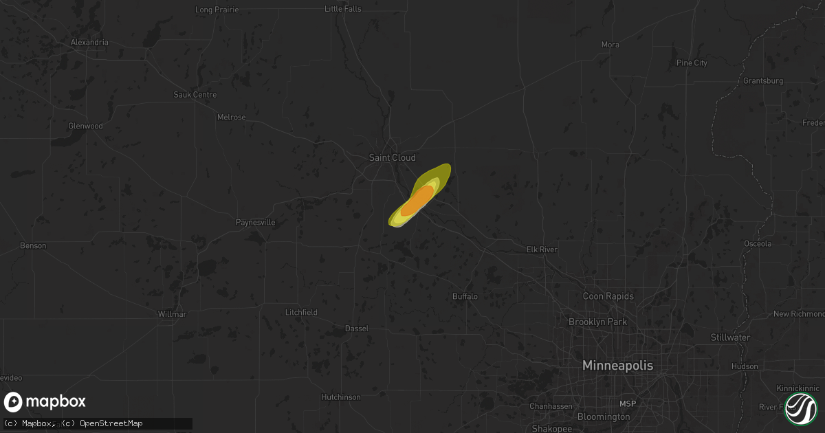 Hail map in Clearwater, MN on April 17, 2025